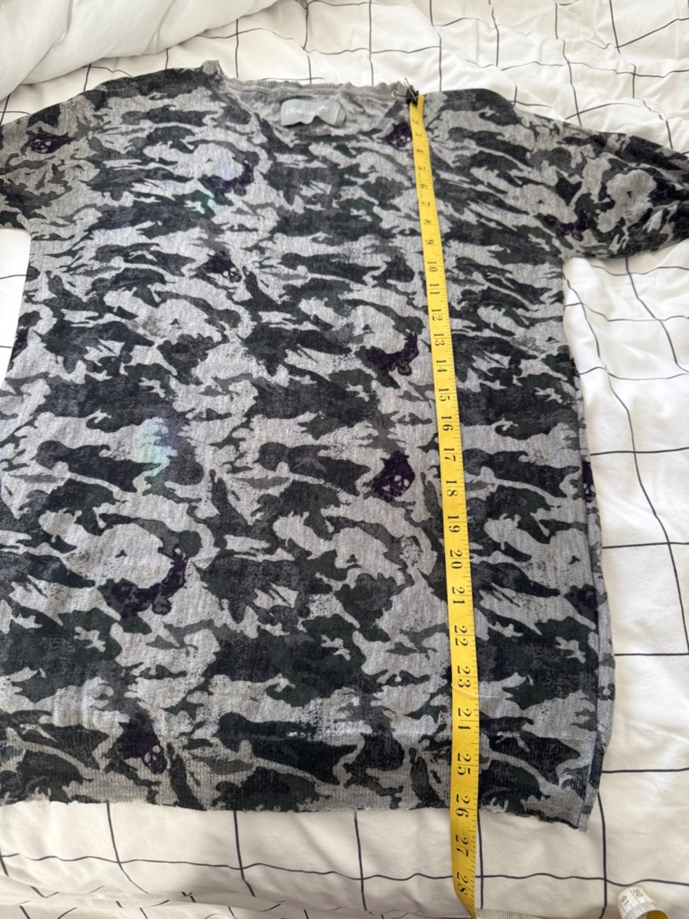 Zadig & Voltaire Gray Camo and Skulls Print Cashmere Sweater size M - Picture 11 of 14